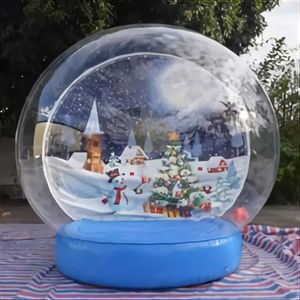 Customized Background Inflatable Snow Globe For Christmas Decoration Clear Bubble Globe Christmas Photo Booth People Enter