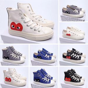 Designer All Starss Shoe CDG Canvas Play Love with Hearts 1970s Big Eyes Beige Black Classic Casual Skateboard Sneakers 35-44