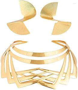 Halsbandörhängen Set afrikanska smycken för kvinnor Guldkrage Choker Statement Tribal Costumes Jewellery Accessories