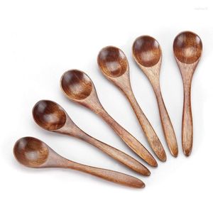 Colheres 6pcs colher de chá de madeira mini colher de mel pequenas colheres de chá servindo utensílios para cozinhar condimentos