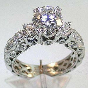 Anéis de cluster vintage três pedra laboratório diamante promessa anel 925 prata noivado casamento banda para mulheres nupcial festa jóias