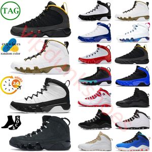 Men Basketball Shoes 9S Jumpman 10 Bred University Gold Blue Gym Chile Red UNC Cool Particle Grey Racer Blue Statue Anthracite Barons Trainers Size 7-13