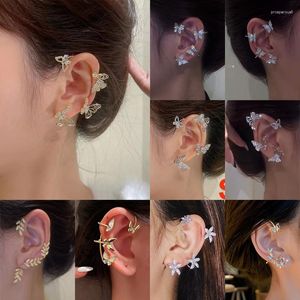バックイヤリング軟骨女性のためのピアスクリスタルラインストーン耳カフラップスタッドクリップガールジュエリーbijoux