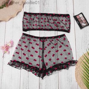 Sexy conjunto de sutiãs conjuntos 2 pçs lingerie sexy conjunto de roupa interior feminina ver através do amor padrão rendas sutiã sensual e tanga pijamas l230918