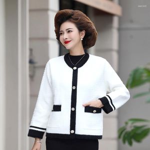 Kvinnors stickor 2023 Kvinnor Casual Coat Imitate Solid O Neck Cardigan Jacket Autumn Winter Clothes Ytterkläder Kvinna