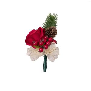 Decorative Flowers 1pc Red Rose Artificial Flower Corsage For Men Suitable Winter Weddings And Christmas Parties