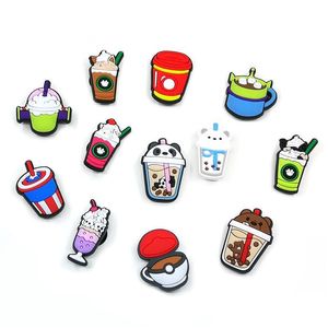 Charms Moq 100Pcs Tea With Milk Coffee Cup Cute Cartoon Pattern Clog 2D Soft Rubber Lovely Shoe Accessories Shoes Buckles Charm Decora Dhjy3