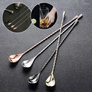 Spoons 1PC Long Handle Stainless Steel Spiral Spoon Coffee Tea Drop Scoops Bartender Stirring Tools Accessories 30/40cm