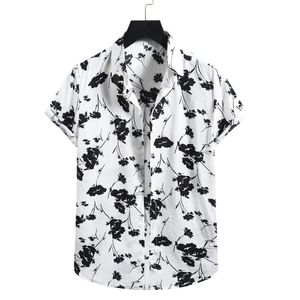 Beach Shirts Men Summer Vacation Camisas Para Hombre White Printed Short Sleeve Button Down Hawaiian Shirts For Men Blouse232K