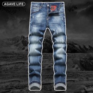 Männer Jeans Stretch Slim Stickerei Gerade Männer Jean Hosen Junge Männliche High Street Fashion Bequeme Dünne Denim 230918