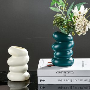Vaser Flower Vase Nordic Spiral Decorative Twist TABLEBED TOP FÖR GRASS POT Eesthetic Room Decor Jar Desktop