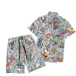 23SS Mens Verão Designer Camisas Praia Calças Define Moda Hawaii Floral Imprimir Camisa Casual Homens Slim Fit Manga Curta Board Beach S198j