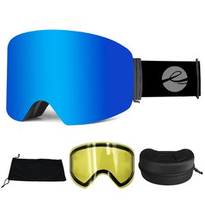 Ski Goggles LOCLE Ski Goggles Women Men Ski Mask OTG Cylindrical Skiing Eyewear UV400 Protection Over The Glasses Double Layers Anti-Fog 230918