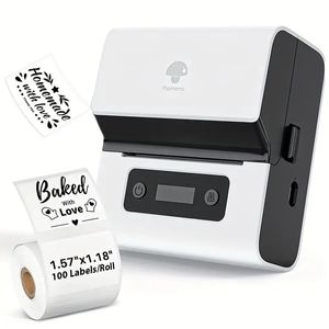 Phomemo Label Maker - Impressora de etiquetas de endereço M221 Máquina portátil de etiquetagem BT de 3 polegadas para código de barras, endereço, logotipo, correspondência, adesivos, pequenas empresas, casa, escritório, branco