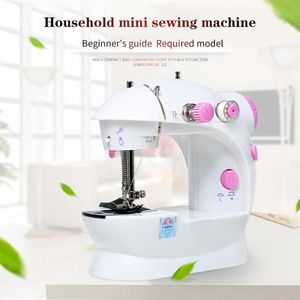 Portable Electric Sewing Machine Pink Mini Handhållen användbar ABS Symaskin Small Single Needle Home Desktop Automatic293i