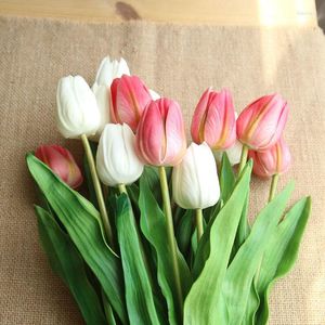 装飾的な花10pcs/lot tulip人工花pupu reain real touch 46cm home home Wedding Decoration Wreetssのブーケ