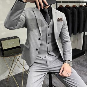 Herrdräkter blazrar plus storlek S7xl man koreansk smal passform anpassad brudgum affär casual tuxedo väst pant bröllop social klänning 230915