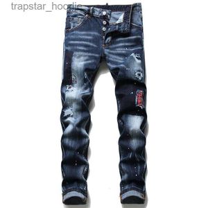 Men's Jeans Fashion Men Ripped Slim Fit Jeans Skinny Straight Leg Washed Mens Frayed Motocycle Denim Pants Hip Hop Stretch Biker Men's Trousers 1098 L230918