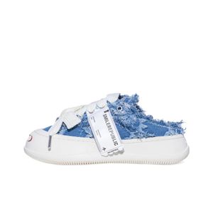 Modemärke smilerepublic casual tofflor tjock sula canvas sneakers designer mule sneakers grädde blå vit män kvinnor utomhus sneakers