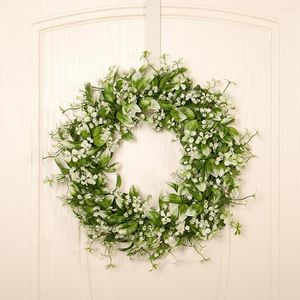 Decorative Flowers Large Round Simulated Greenery Wreath Garland Welcome Front Door Home Decor