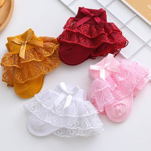 3pairs Kids Socks 0-2Y Toddler Cotton Lace Ruffle Princess Mesh Breathable Socks Children Ankle Short Candy Color Thin Summer Socks for Newborn 230918