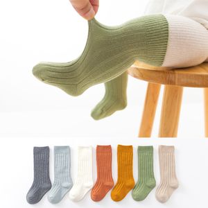 3 çift çocuk çorap bahar sonbahar yeni çocuk diz boyu çorap bebek zemin çorapları çocuklar için katı şerit çoraplar erkek ve kız 0-3 yıllık 230918