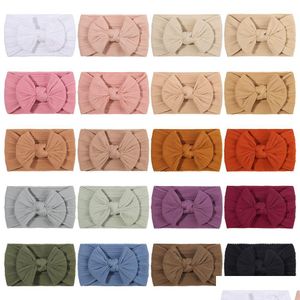 Hair Accessories Baby Headbands Elastic Ribbon Head Bows Jacquard Weave Wide-Brimmed Bowknot Band Infant Headwear 20 Colors Drop Deliv Dhm9I