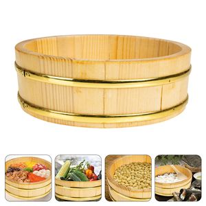 Sushi Tools Rice Wooden Bowl Bucket Tub Mixing Hangiri Oke Wood Japanese Box Small Servingsteamertray Container Basket Plate Large 230918