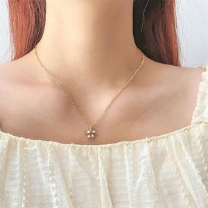 Pendant Necklaces Cherry Gold Color Necklace For Women Korean Fashion Pearl Wedding Jewelry Birthday Gifts