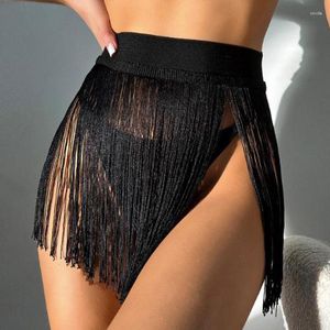 Mulheres de banho mulheres praia bikini cobrir mini saia envoltória com borla sarong cachecol maiô beachwear maiôs cover-ups franja