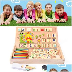 Aprendizagem brinquedos de madeira matemática bebê relógio educacional brinquedo de cognição com giz de quadro-negro crianças educativa entrega presentes educação dhqdj