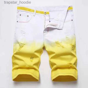 Men's Jeans Jeans Denim Shorts Men White Ripped Summer Designer Men's Bleached Retro Big Size short Pants Trousers 28-42 L230918