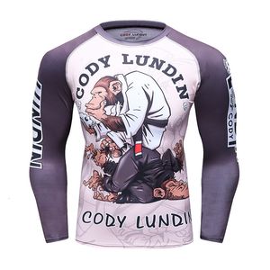 Magliette da uomo Cody Lundin Scimmia Stampa Sublimazione Compressione MMA Rash Guard Uomo Girocollo Corsa Fitness Maglietta casual Allenamento Magliette aderenti 230918