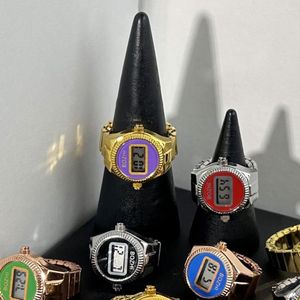 Armbandsur Fingerklocka Mini Elastic Strap Eloy Par Ring Watches Retro Electronic Digital Women Men Clock Gifts
