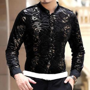 Imported Clothing Mens Velvet Shirts cheval Chemise Homme Marque Luxe Camisa Social Masculina Slik Shirts Slim2563