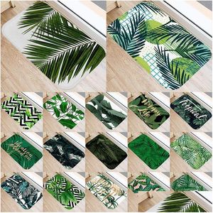 Tappeti Foglia di palma tropicale Cactus Modello Monstera 40X60 Zerbino Corallo Veet Tappeto Zerbino Tappetini per interni Tappeto antiscivolo 48223-5 Dr Dhnzm