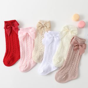 3pairs Kids Socks 0-36M Baby Girls Bow Knot Socks Breathable Mesh Cotton Knee High Leg Summer Infant Toddler Soft Socks Clothes 230918