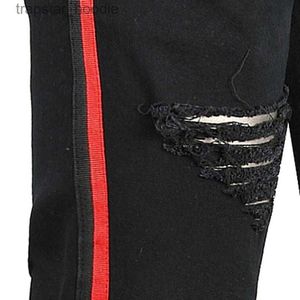 Jeans masculinos Moda Mens Cool Black Zipper Jeans Skinny Rasgado Destruído Stretch Slim Fit Hop Calças Com Buracos Para Homens L2309119