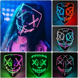 Maschere per feste Halloween Maschera LED luminosa Maschere di spurgo Mascara elettorale Maschera per costumi DJ Party Maschere illuminanti Glow In Dark Puntelli per feste di Halloween 230918