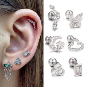 Stud Earrings Stainless Steel Zircon Cloud Moon For Women Tragus Cartilage Star Butterfly Earring Piercing Jewelry 1pc