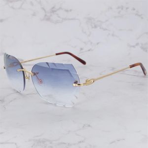 Diamond Cut Sunglasses Men Women Designer Carter Rimless Sun Shades Vintage Metal Luxury Brand New Glasses Cool Decoration Trendin340B