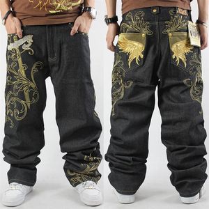 Whole-2016 New Mens Hip Hop Baggy Jeans For Street Dancing & Skateboard Loose Fit High Quality Embroidery Plus Size 30 To 3035