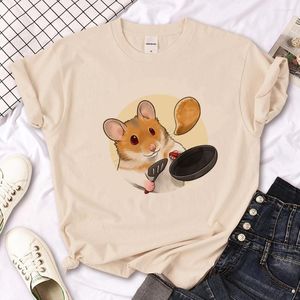 Men's T Shirts Hamster Top Women Harajuku Y2K Funny Tee Female Manga Streetwear Clothing