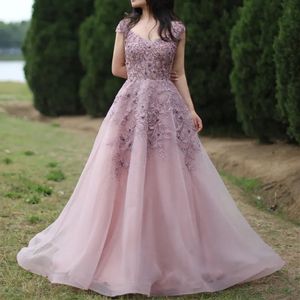 Pink Arabic Aso Ebi Prom Floral Lace Formal Party Second Reception födelsedagsengagemang Klänningar Kvällsklänningar 328 328