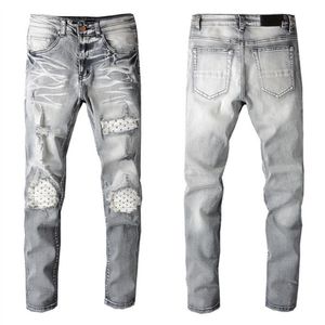 Mens Jeans Designer Heavy Industry Holes Pants Ripped Blue Stripe Vintage Style Hole Fashion Men Jean Slim Motorcycle Biker Causal252o