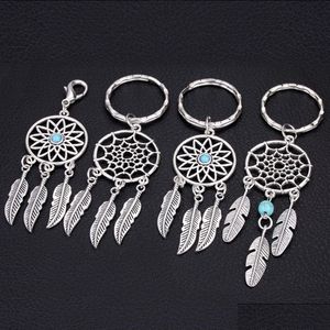Keychains Lanyards Mini Car Keyring Handmade Dream Catcher Home Decor Keychain Feather Jewelry Keyholder Dreamcatcher Pendant Wall Han Dhcng