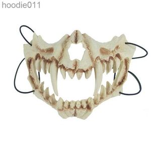 Kostymtillbehör Halloween Dragon Skull Mask Carnival Pu Skeleton Mask Cosplay Costumes Anime Cosplay Mask Face Headwear Horror Party Props GC550 L230918