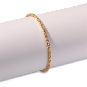 Catena da tennis bling zircone cubico ghiacciato Hip Hop da uomo Bracciale in oro da 2 mm da 8 pollici Bracciale con ciondolo unisex Creatività Gioielli236a