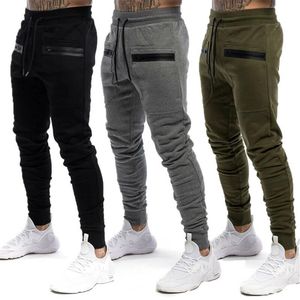 New Men Gym Slim Fit Trousers Sweat Pants Tracksuit Joggers Skinny Sports Bottoms Long Pants Male Casual Plus Size Pockets Pant234K