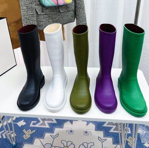 CROSS Womens Brand Designer Welly Boots Stivali da pioggia piattaforma di design Lettera Ringer moda nero ma stivali lunghi al ginocchio da donna Taglia 36-41